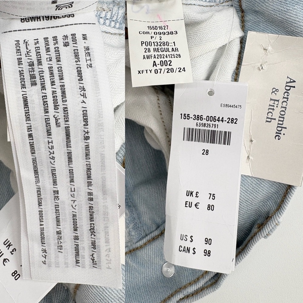 ABERCROMBIE The Baggy Low Rise Jean in Light Blue 28/6R - Picture 11 of 12